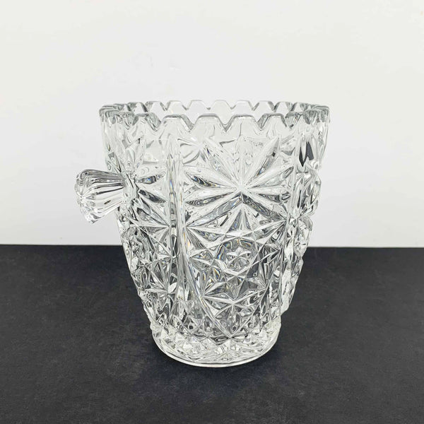 Crystal twin handled ice bucket with scalloped rim