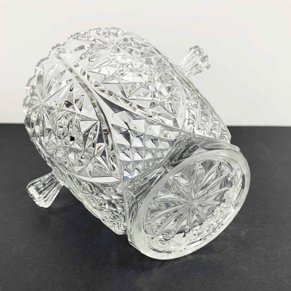 Crystal twin handled ice bucket with scalloped rim