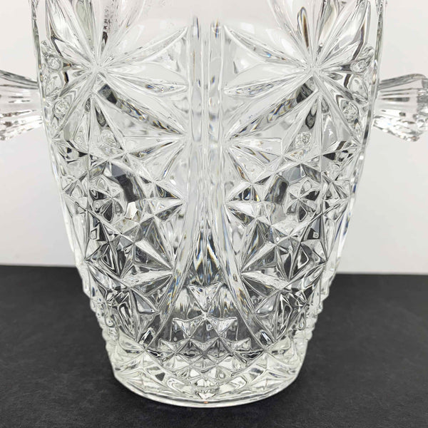 Crystal twin handled ice bucket with scalloped rim