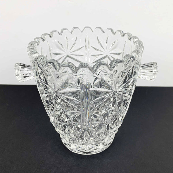 Crystal twin handled ice bucket with scalloped rim