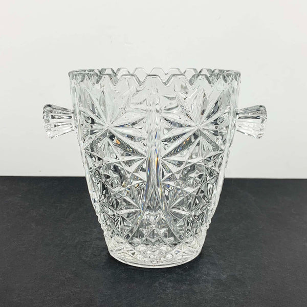 Crystal twin handled ice bucket with scalloped rim