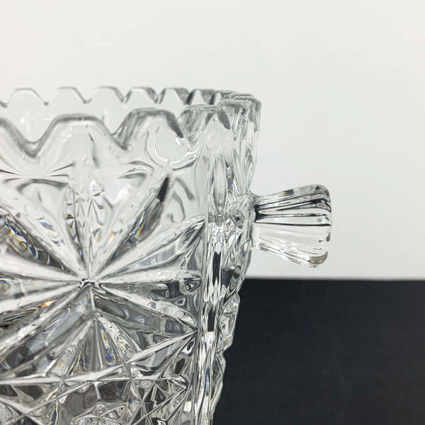 Crystal twin handled ice bucket with scalloped rim