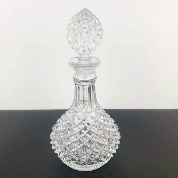 Heavy diamond cut glass whisky decanter