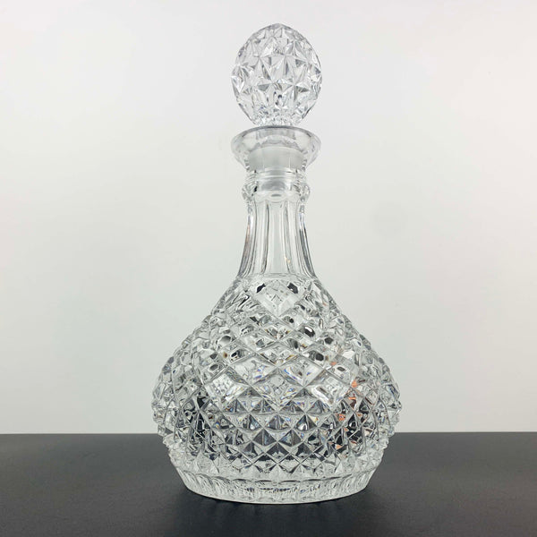 Heavy diamond cut glass whisky decanter