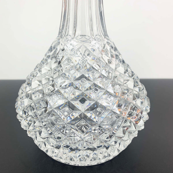 Heavy diamond cut glass whisky decanter