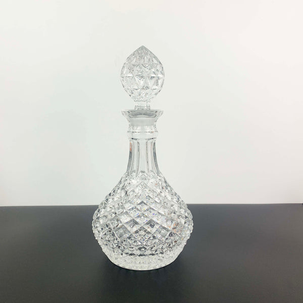 Heavy diamond cut glass whisky decanter