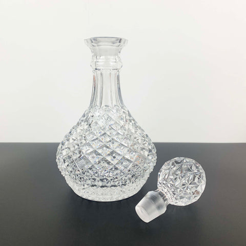 Heavy diamond cut glass whisky decanter