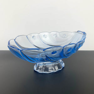 Stolze rare blue depression glass footed shell bowl