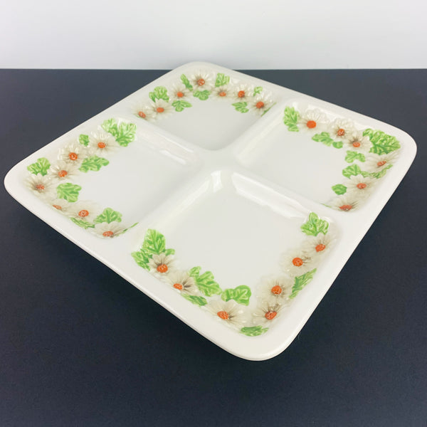 Ceramic 'Mountain Daisy' divided appetiser platter