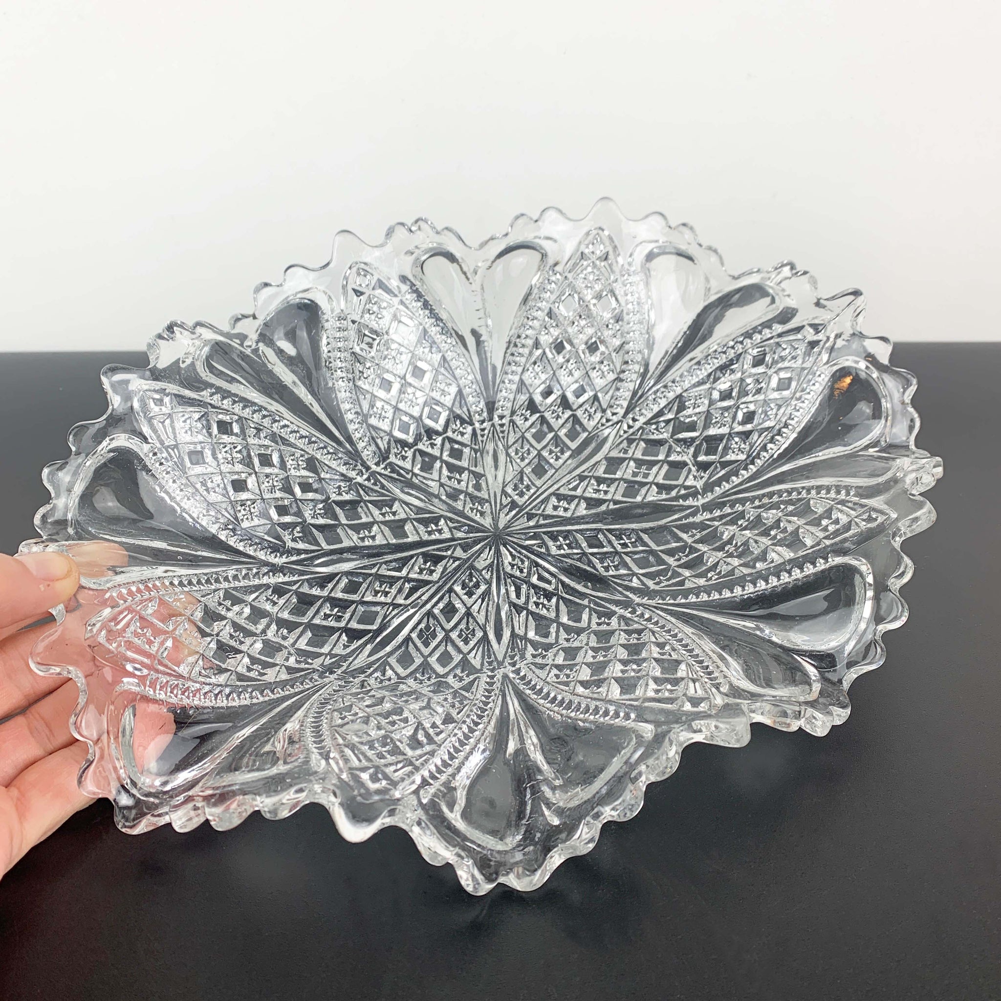 Davidson Glass oval decorative bowl pattern no. 413701 C.1903