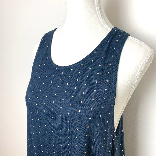 Decjuba navy and gold loose singlet top