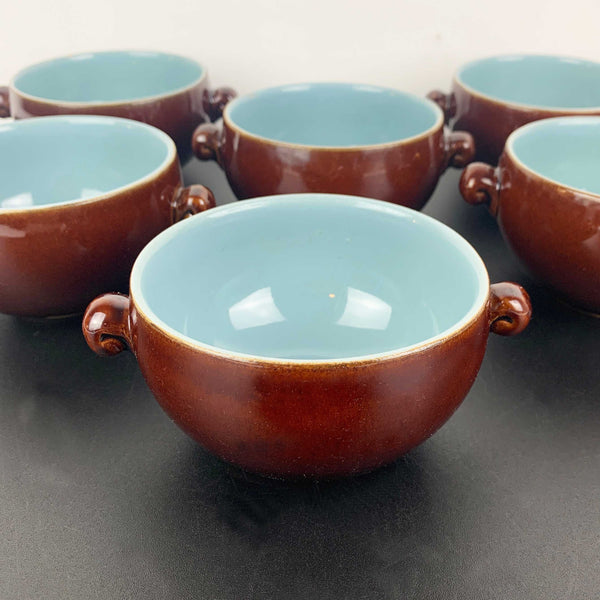 Denby Pottery 'Homestead Blue' soup bowl and ramekin - Set of 6