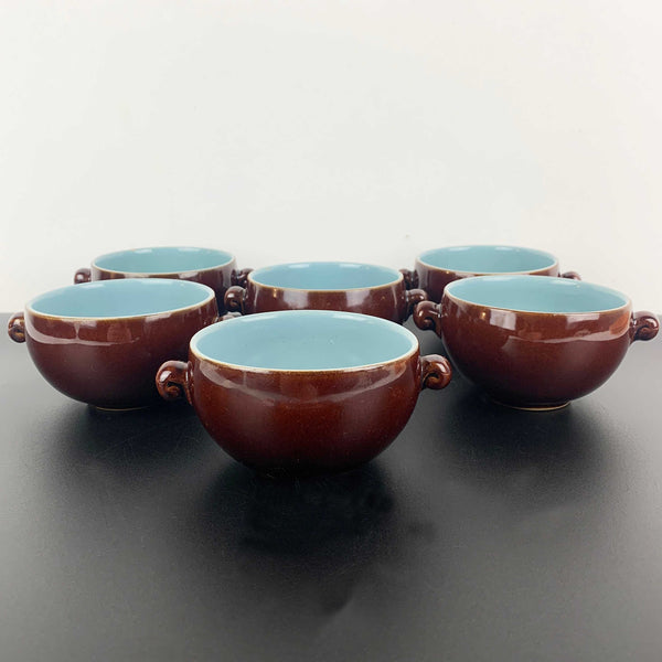 Denby Pottery 'Homestead Blue' soup bowl and ramekin - Set of 6