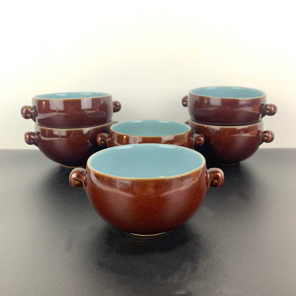 Denby Pottery 'Homestead Blue' soup bowl and ramekin - Set of 6