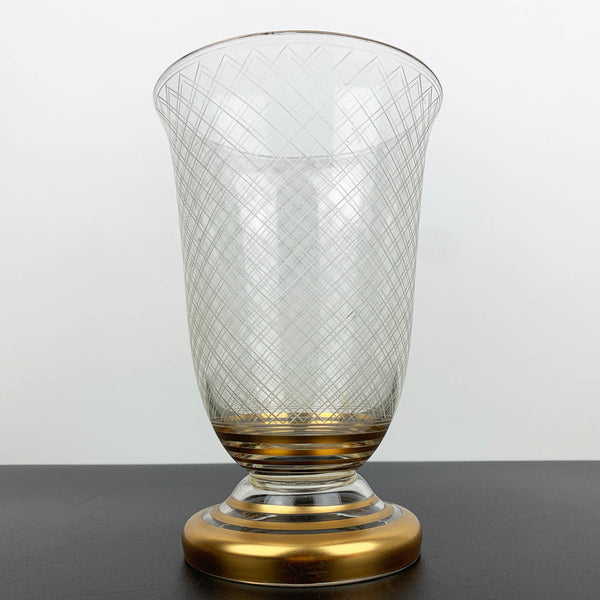 Argyle pattern decorative vase with gold stripe detail