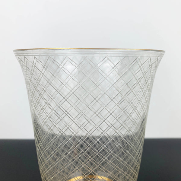 Argyle pattern decorative vase with gold stripe detail