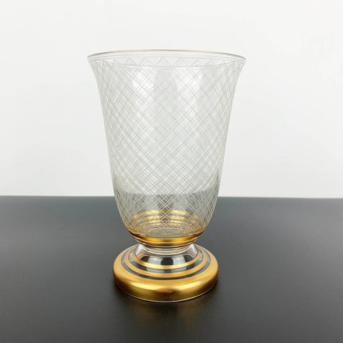 Argyle pattern decorative vase with gold stripe detail