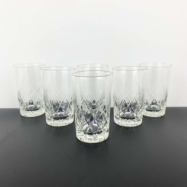 Diamond cut crystal water glass - Set of 6