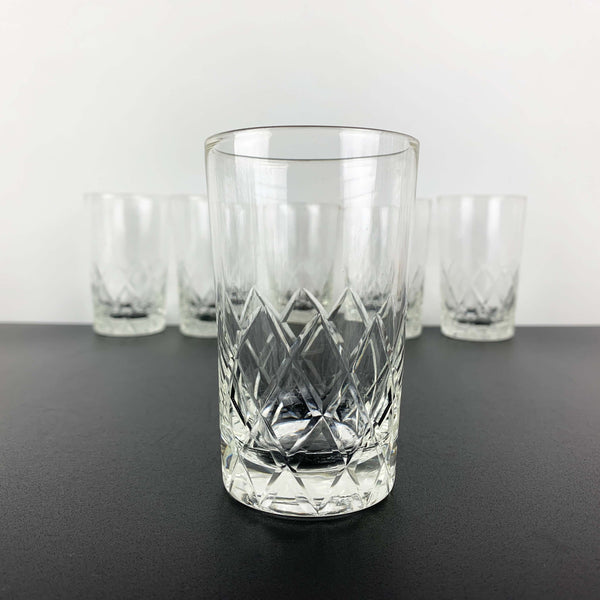 Diamond cut crystal water glass - Set of 6