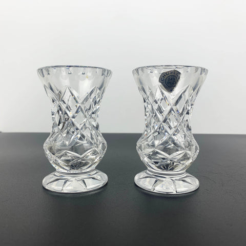 Czech crystal diamond cut mini bud and posy vases - Set of 2