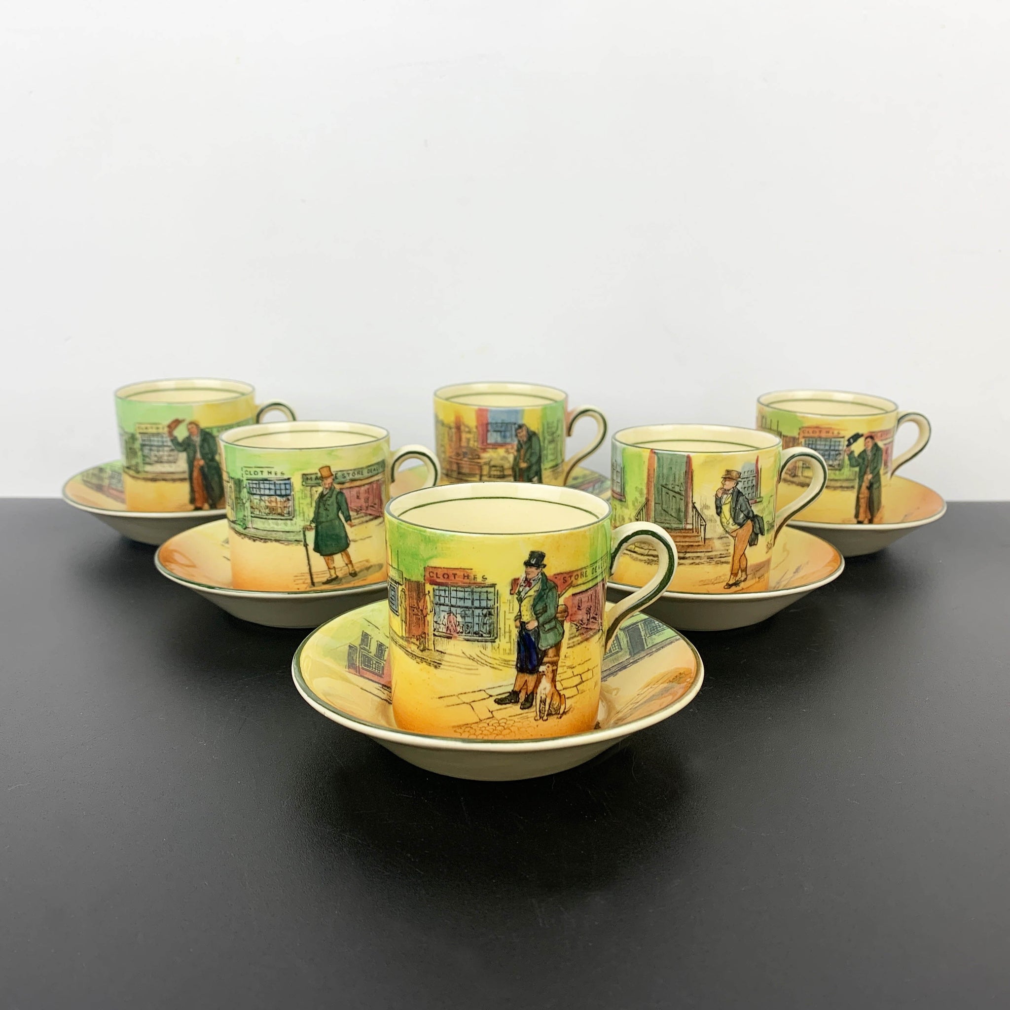 Royal Doulton Dickens Ware rare matching coffee duos - Set of 6