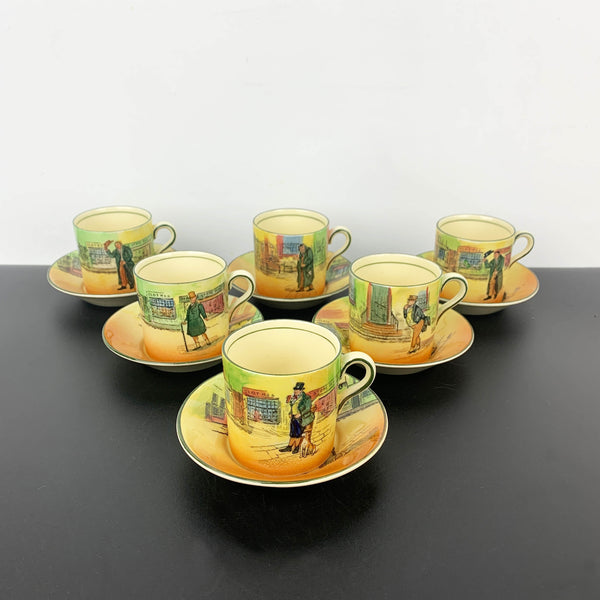 Royal Doulton Dickens Ware rare matching coffee duos - Set of 6