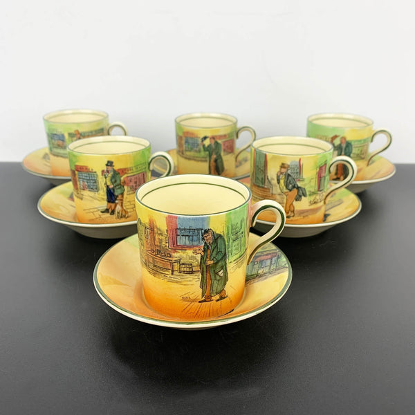 Royal Doulton Dickens Ware rare matching coffee duos - Set of 6