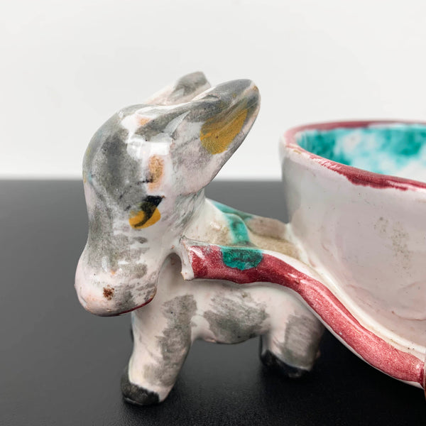 Ceramic donkey and cart ornament