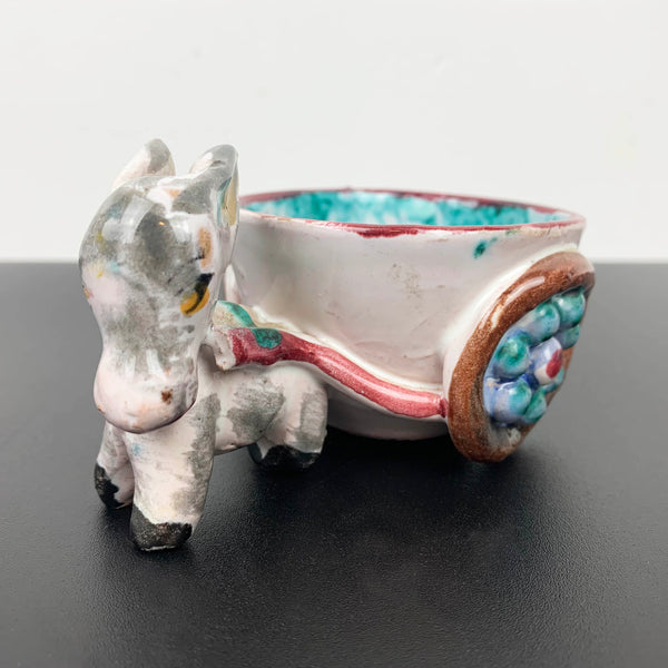 Ceramic donkey and cart ornament