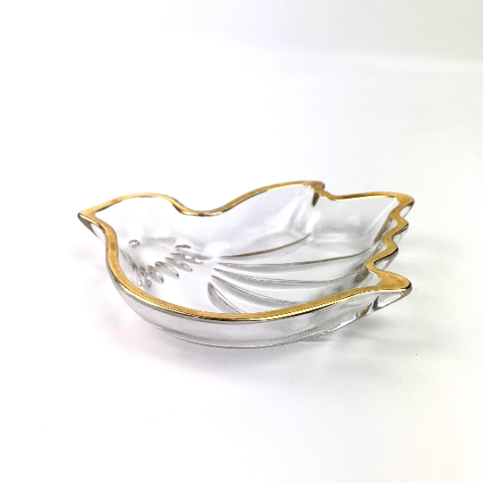 Golden Dove glass trinket dish