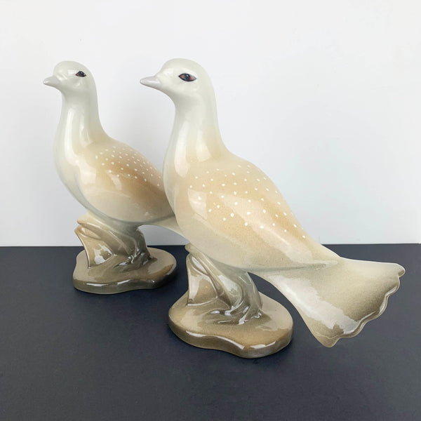 Pair of 1990's porcelain love bird figurines