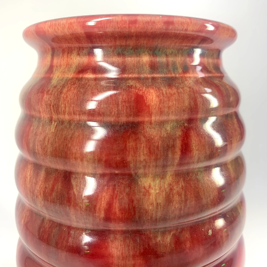 Crown Ducal 1930s Ribbed vase in burgundy