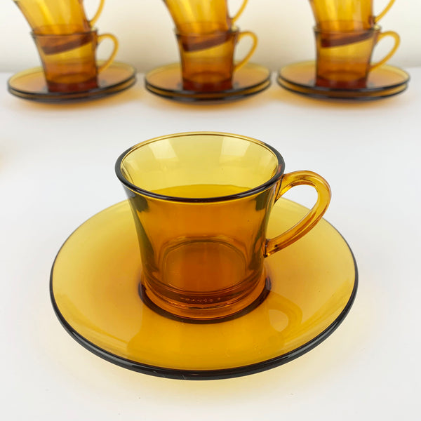 Duralex (France) amber espresso cup and saucer