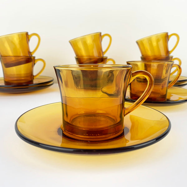 1980's amber glass espresso cup