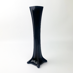 Elephant foot black glass vase