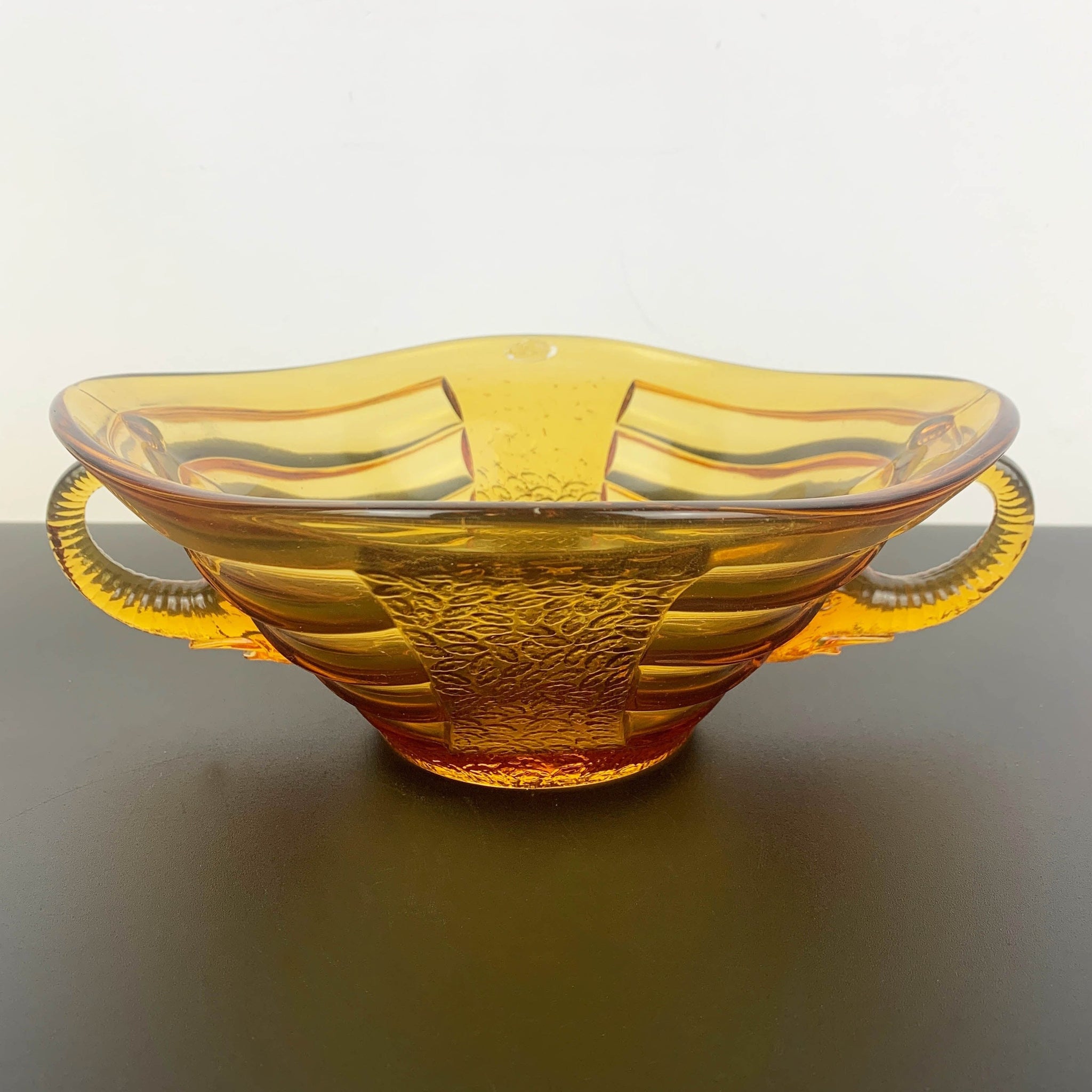 Sowerby Glass amber elephant bowl