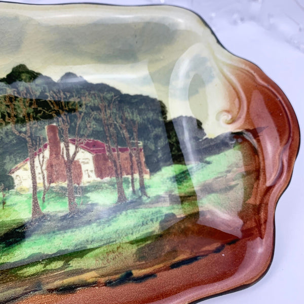 Rare 1920's Empire Ware 'The Bush Road' sandwich tray artist signature