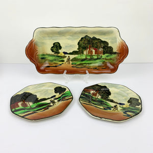 Rare 1920's Empire Ware 'The Bush Road' 3 piece serving set