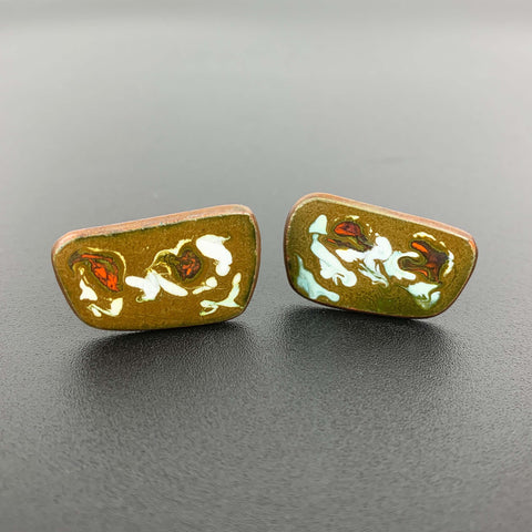 Mid century copper enamel cuff links