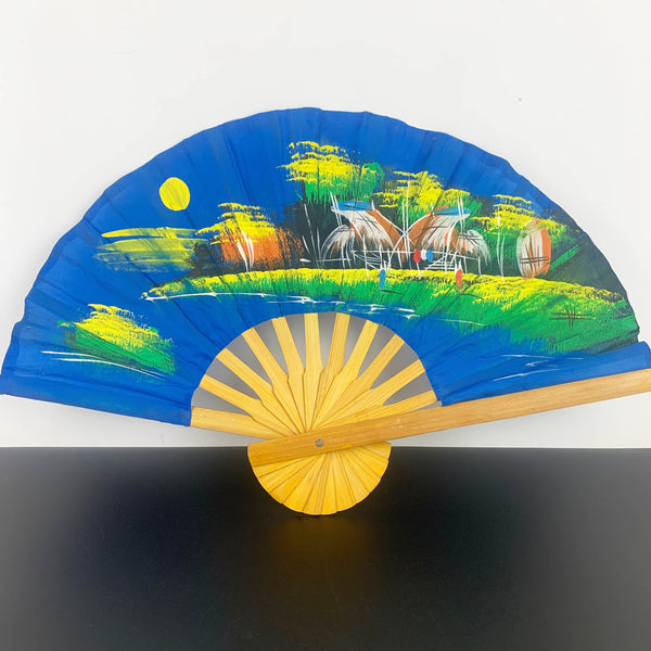 Asian hand painted folded fans - Set of 2