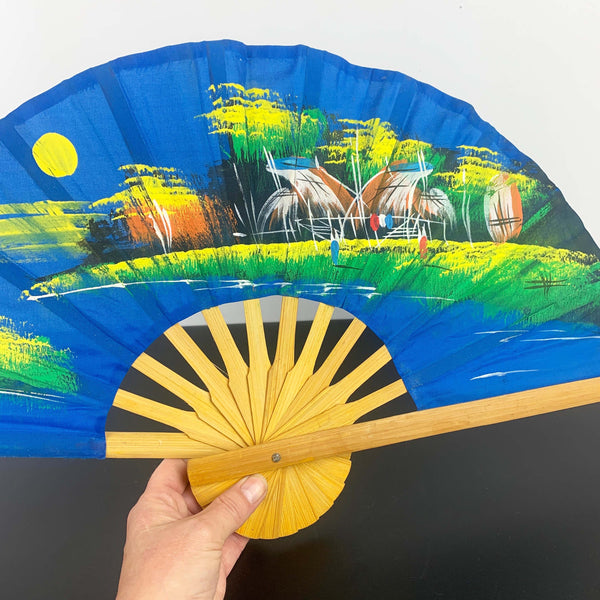 Asian hand painted folded fans - Set of 2