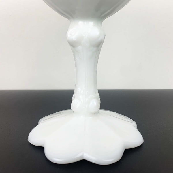 Fenton 'Cabbage Rose' milk glass ruffle edge compote