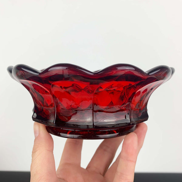 Fenton ruby red bowl with grapevine pattern