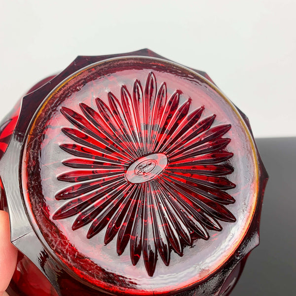 Fenton ruby red bowl with grapevine pattern