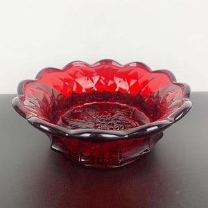 Fenton ruby red bowl with grapevine pattern