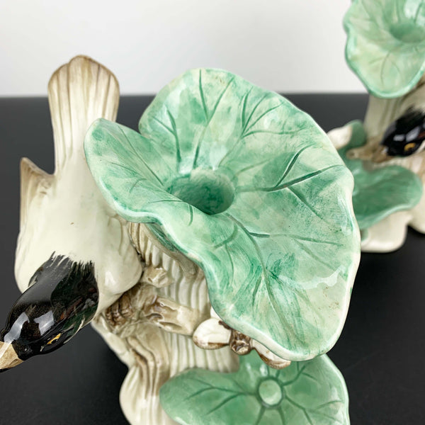 Fitz and Floyd rare 'Lotus Bird' figural candle holders 1978 - Set of 2