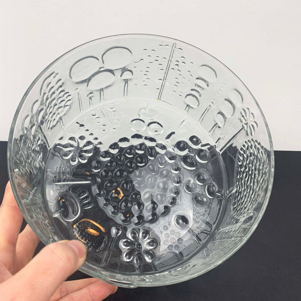 Floral design art glass salad bowl