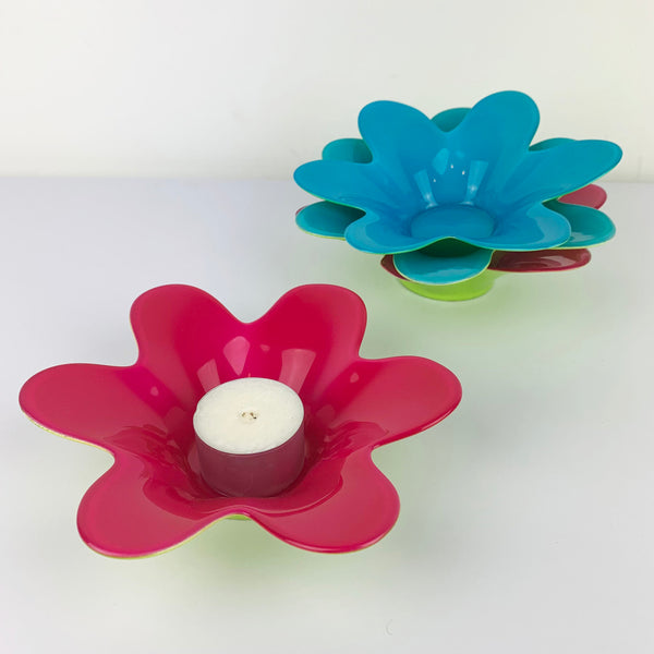 Flower Shape Glass Candle Holders