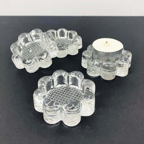 Flower shape glass tea light holder collection