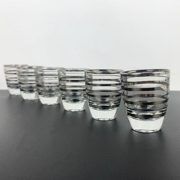 Luminarc France silver striped shot glass - Set of 6